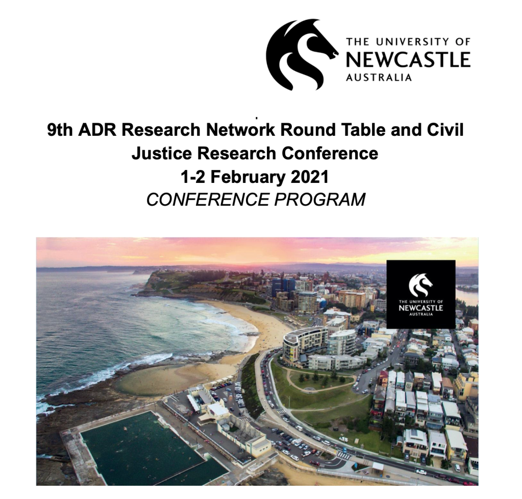 Photo of the conference program showing an aerial view of Newcastle Australia